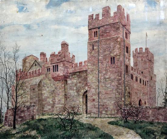 § Josselin Bodley (1893-1974) Naworth Castle, 21.5 x 25.75in. Provenance: Rowley Gallery, London